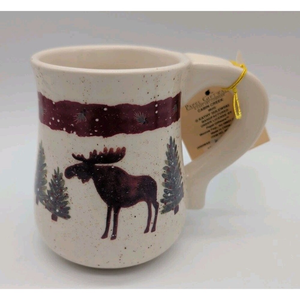 Cabin Creek Moose Mug Christmas Winter Trees Pine Kathy Sulewski Gift Tag